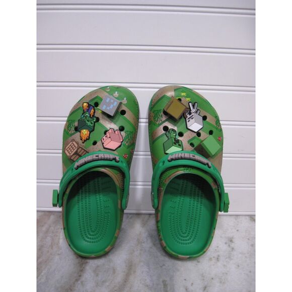 CROCS Other - Minecraft Green Crocs 3D Blocks Gamer Kids Size J3